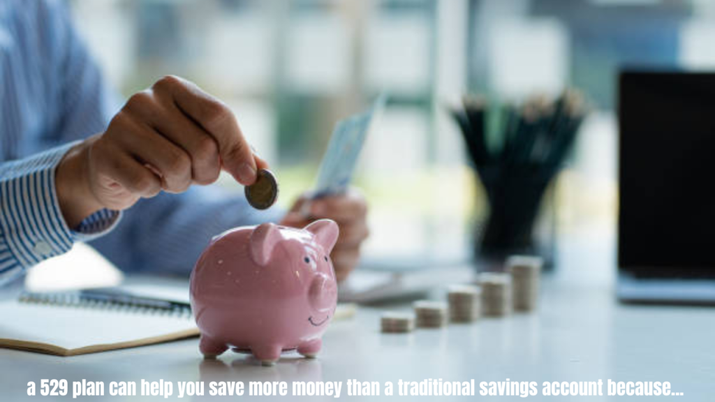 a 529 plan can help you save more money than a traditional savings account because...